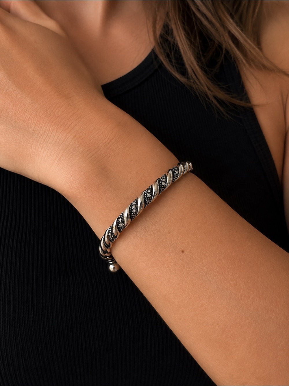 Tocara Stainless Steel crystal bangle